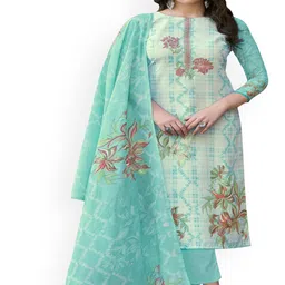 DRAVINAM Trends Floral Embroidered Thread Work Pure Cotton Unstitched Dress Material-picture-52