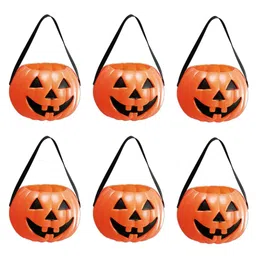Kaku Fancy Dresses Pack Of 6 Halloween Theme Large Pumpkin Baskets - Orange-image-26
