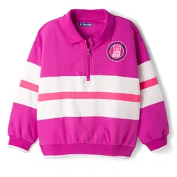 Pine Kids Cotton Knit Full Sleeves Sweatshirt With Brooklyn Print - Fuchsia-picture-10