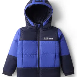 Primo Gino Woven Full Sleeves Color Blocked Hooded Padded Jacket With Text Print - Multicolor-image-12