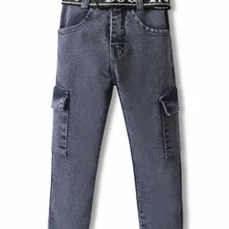 Rikidoos Denim Woven Washed Jeans With Belt - Blue-picture-12