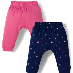 kookie kids india Kookie Kids Interlock Knit Full Length Diaper Leggings With Floral Print Pack of 2 - Navy Blue & Pink-picture-29