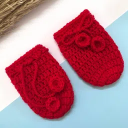 Little Peas Handmade Crochet Designed Mittens - Red image 1