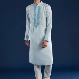 KALKI Fashion Men Ethnic Motifs Embroidered Regular Thread Work Kurta with Pyjamas-picture-13