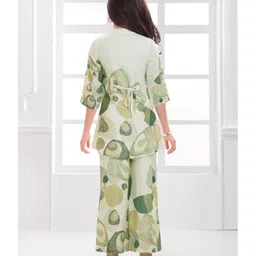 Ministitch Cotton Blend Woven Three Fourth Sleeves Abstract Printed Kurta Palazzo Set - Grey image 3