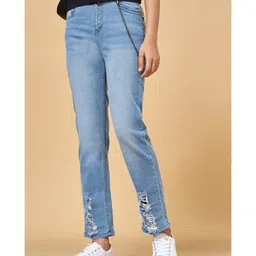 Coolsters by Pantaloons Mild Distressed Cotton  Jeans - Medium Blue image 4