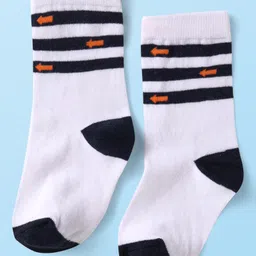 Cute Walk by Babyhug Knit Ankle Length Socks With Vehicle Design Pack of 3 - White Black & Blue image 3