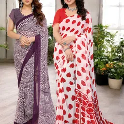 Moda Rapido Pack of 2 Floral Pure Georgette Saree-picture-23