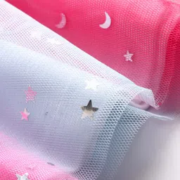 Babyhug Cotton Knit Half Sleeves Frock With Hairband & Butterfly Print - Pink & White image 5