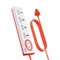 Elleys 3 Pin Extension Board Zap 4 Socket 10 A Current 1.5 m Cable Length Red & White-picture-34