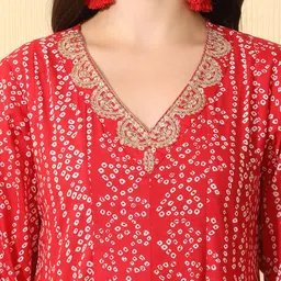 Sangria Women Ethnic Motifs Printed Empire Pure Cotton Kurta with Trousers & With Dupatta image 4