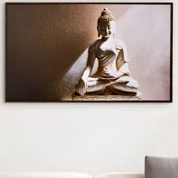 Home Centre Brown & White Hand Painted Budhha Wall Art-picture-22