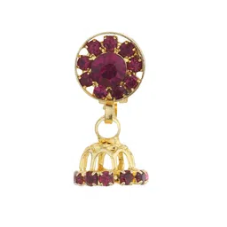 FirstBlush Gold-Plated Cubic Zirconia Studded Clip On Dome Shaped Jhumkas image 2
