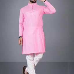 Attigo Pink Cotton Blend Kurta Sets-picture-25
