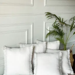 Ammorada White Linen Square Cushion Covers image 3