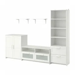 ikea brimnes / burhult TV storage combination, white, 258x41x190 cm image 1