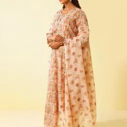 JAYPORE Ethnic Motifs Printed Cotton Silk Dupatta image 5