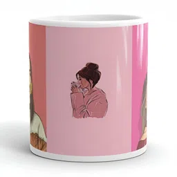 Mr UVD Pink & Red Graphics Printed Ceramic Matte Mug 350 ml image 2
