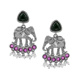 Shining Jewel - By Shivansh Silver-Plated Cubic Zirconia Studded Drop Earrings image 3