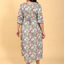 RITIJYA Floral Printed Round Neck Maternity Fit And Flare Ethnic Dresses image 4