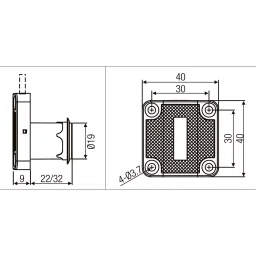 Ebco Target Square Lock Size 22 mm, Nickel Plated Finish and 19 mm Cutout, E-SQL1-22-M image 2
