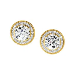 Sparkles Lab Grown Diamond 1.39 Carat Round Halo Stud Earrings 14K Yellow Gold-image-11