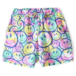 Babyhug Single Jersey Knit Shorts Emoji Print - Pink Blue & Yellow-picture-13