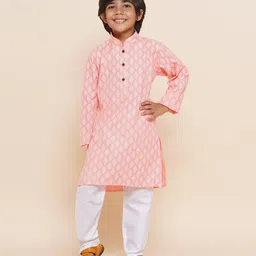 AJ Dezines Full Sleeves Ethnic Motif Printed Kurta Pyjama Set - Pink-picture-38