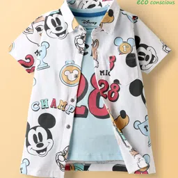 Babyoye Disney Single Jersey Half Sleeves Shirts & Sleeveless T-Shirt With Mickey Mouse Graphics - Multicolour-picture-21