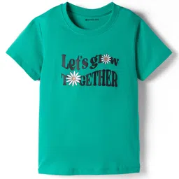 kookie kids india Kookie Kids Single Jersey Knit Half Sleeves T-Shirt With Lets Glow Together Text Print - Mint-picture-14