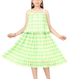 BAESD Checked Georgette Fit & Flare Dress-image-95