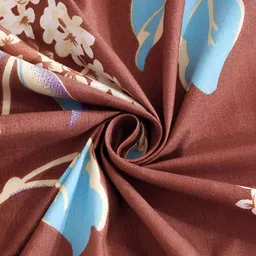 Myntra Elegant Homes Rust & Blue Floral Printed Fitted 300 TC Super King Bedsheet with 2 Pillow Covers image 4