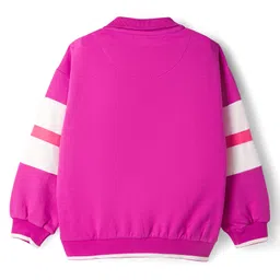 Pine Kids Cotton Knit Full Sleeves Sweatshirt With Brooklyn Print - Fuchsia image 2