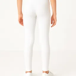 Charm n Cherish Cotton Blend Knit Solid Leggings - White image 3