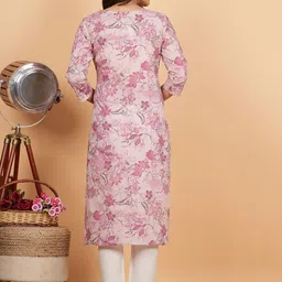 vbuyz KALINI Floral Printed Angrakha Cotton Straight Kurta image 5