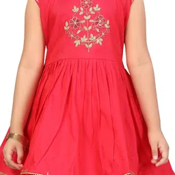 BAESD Girls Embroidered Woven Design Pure Silk A-Line Kurta With Sharara image 5