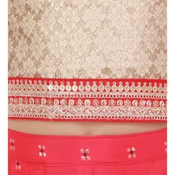 Twisha Cap Sleeves Brocade Top With Palazzo Pants - Golden Red image 5