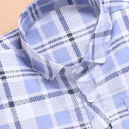 blushh berry Cotton Blend Woven Half Sleeves Checked Shirt - Blue image 5