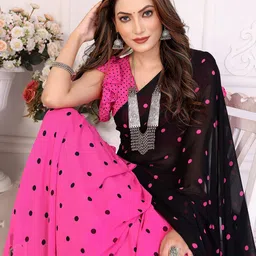 Moda Rapido Polka Dot Printed Half and Half Saree image 4