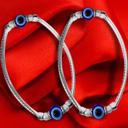 Uniqon Women 1 pair Silver-Plated Evil Eye Beaded Artificial Beads Anklets-picture-11