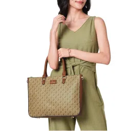 Lavie Womens Beige Mono Ll Regina Tote Bag with Detachable Strap (L)-picture-23