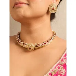 Curio Cottage Opulent Ruby Polka Hasil Choker Jewellery Set-image-14