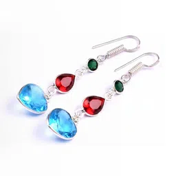 AAR Jewels Rhodium-Plated Brass Tourmaline Drop Earrings-image-87