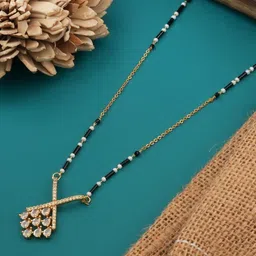 TKRB SALES Gold Plated Artificial Stones Studded And Beaded Mangalsutra-image-49