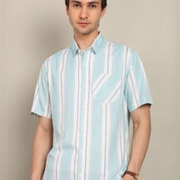 BLYNK Men Blue Striped Casual Shirt-picture-15