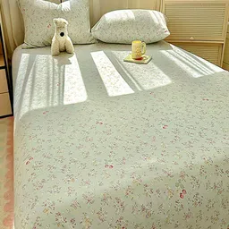 JC HOME Green Floral 140 TC Double King Bedsheet Set 2 m x 2.30 m image 4