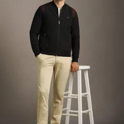 Louis Philippe Men Colourblocked Lightweight Bomber Jacket image 5