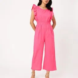 DressBerry Whimsy Vibe Gathers Cut-Out Flutter Sleeves Basic Jumpsuit image 5