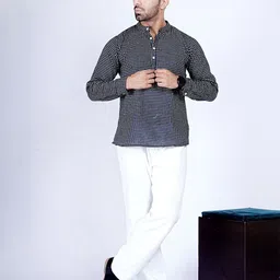 Anouk Rustic Men Checked Thread Work Kurta image 3