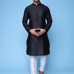 AURIK Men Pure Silk Kurta with Pyjamas-image-75